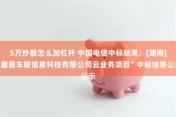 5万炒股怎么加杠杆 中国电信中标结果：[湖南]“蘑菇车联信息科技有限公司云业务项目”中标结果公示